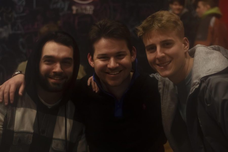 Kent State graduate Cameron Balzers (middle) came down to Kent to enjoy Fake Paddy's with two of his friends. 