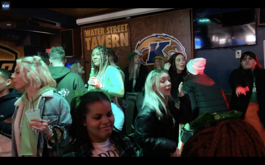 Fake Paddy's Day partiers inside Water Street Tavern in downtown Kent on Sat., March 12, 2022