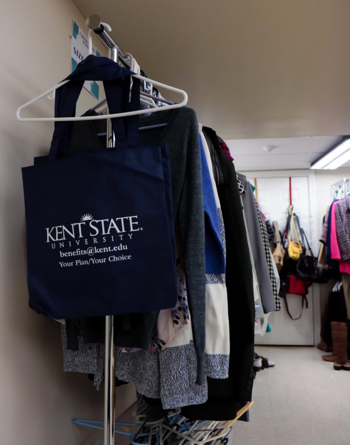 The career closet in the women's center at Kent State University.