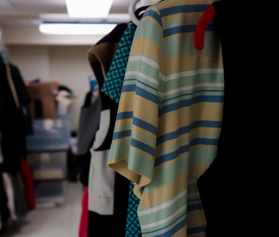 A close up of a shirt at the career closet in the women's center at Kent State University.