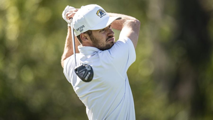 Junior Cade Breitenstine hits a shot during the Kent State men's golf match in the Aggie Invitational in College Station, Texas. 