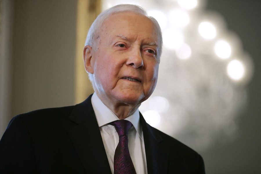 Former Sen. Orrin Hatch, a Utah Republican, waits in the Senate President pro tempore office for the arrival of Brett Kavanaugh in the US Capitol on July 11, 2018 in Washington, DC.