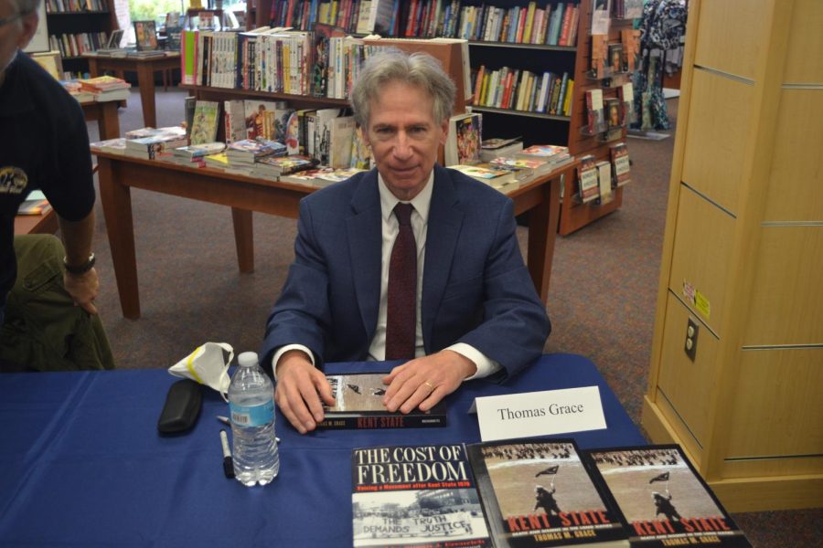 A 1972 Kent State University graduate and author of Death and Dissent in the Long Sixties, Thomas Grace, attends an author's visit on May 4, 2022. 