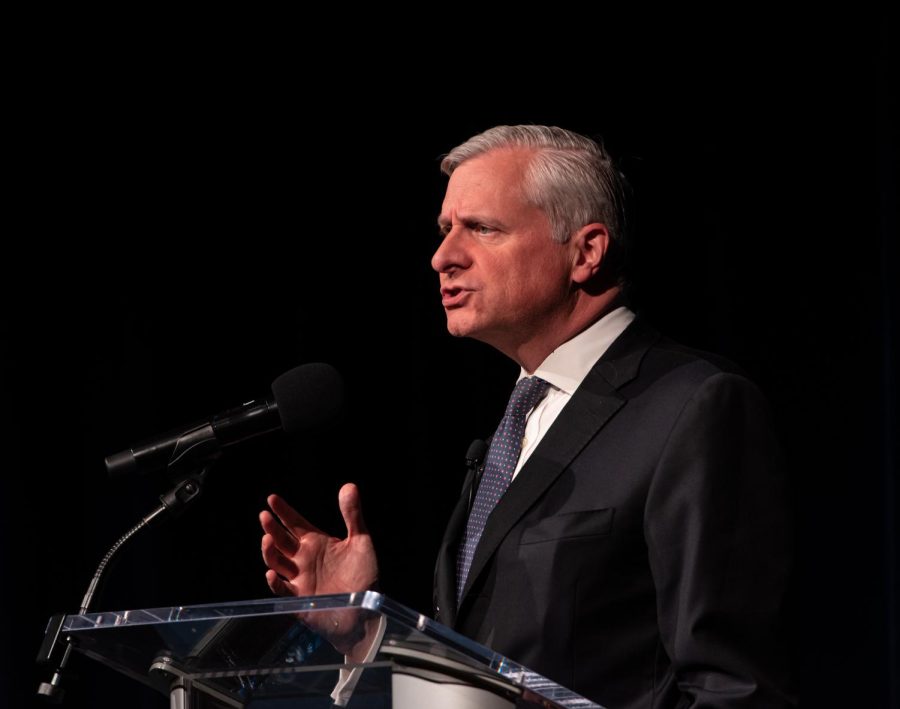 Presidential historian Jon Meacham presents his keynote speech on May 4, 2022.