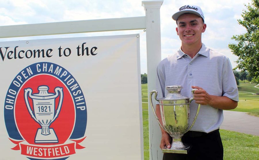 Jordan Gilkison with the Ohio Open trophy.