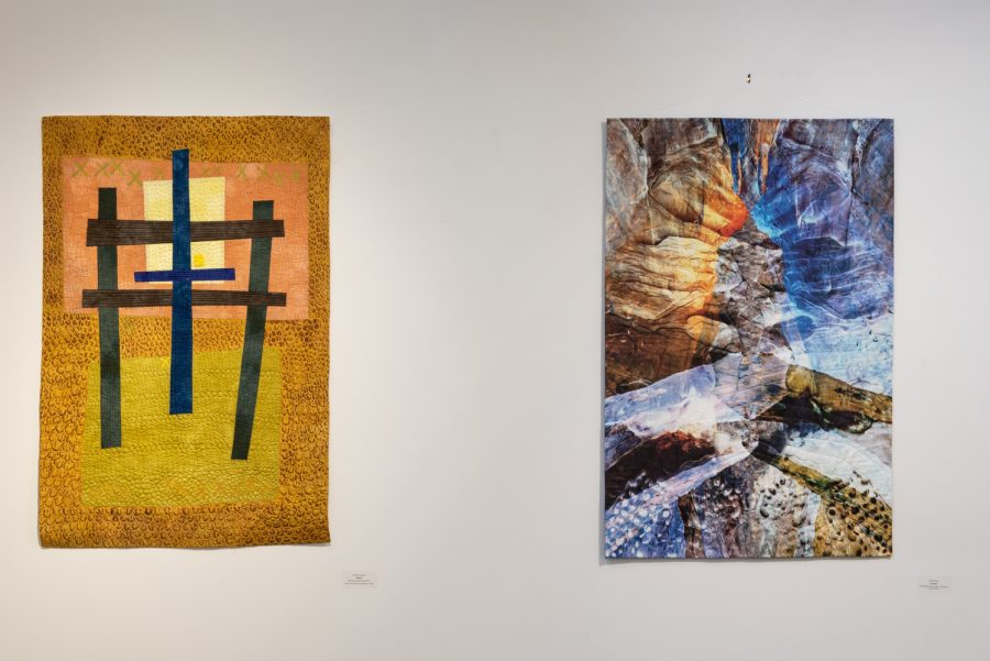 Catherine Kleeman's "Gateway" (left) and Frauke Palmer's "Ice Maiden" are displayed in the "Best of 2022" exhibition.