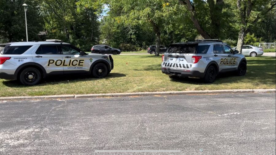 Police were stationed outside Walls Elementary School in Kent Friday afternoon following a threat.