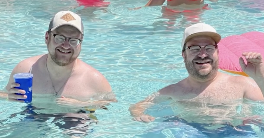 Kent State professor Sean McArdle poses with his doppelgänger.