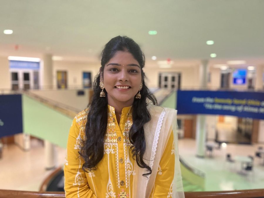 Swetha Kanakavalli during the Diwali celebration. Kanakavalli is a grad student who came to celebrate with peers.