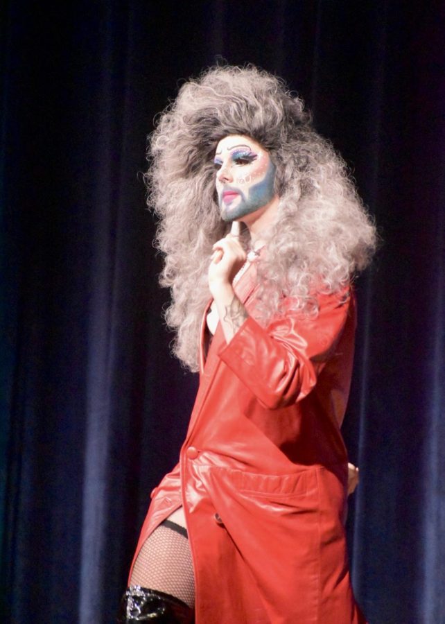 Asstra, Kent State student and drag queen, performs to "Sweet Transvestite" from "The Rocky Horror Picture Show." 