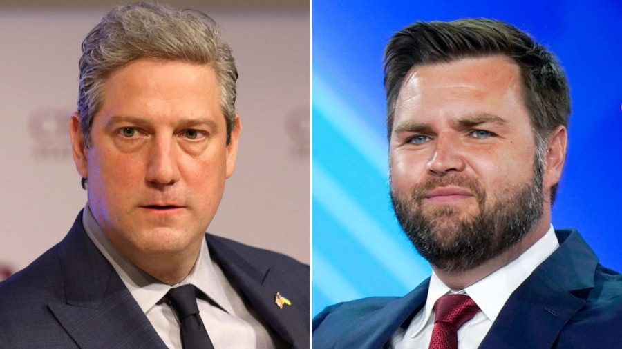 Democratic Rep. Tim Ryan, left, and Republican J.D. Vance debated Monday night in Ohio.