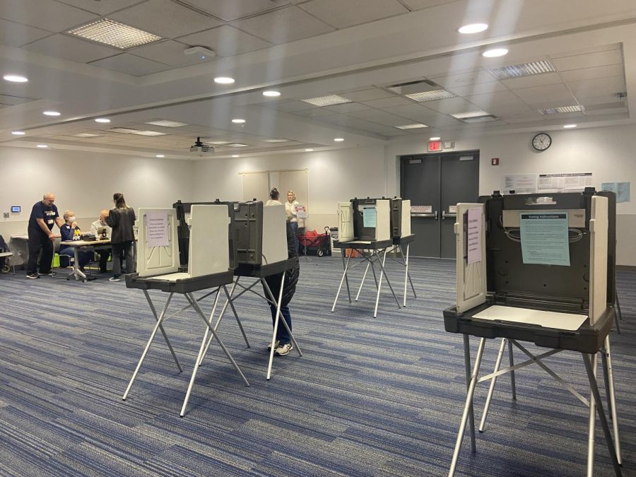 Inside the Rec Center polling center early in the day.