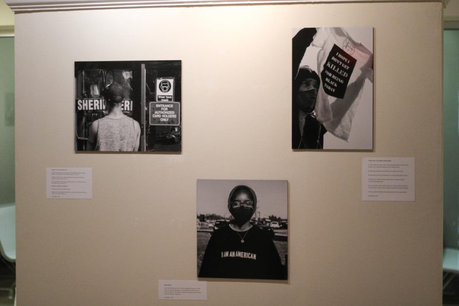 Photographer Asha Blake's submissions to the Race & Democracy: A Photovoice Project Exhibition in the Uumbaji Gallery of Oscar Ritchie Hall on Jan. 26, 2023.