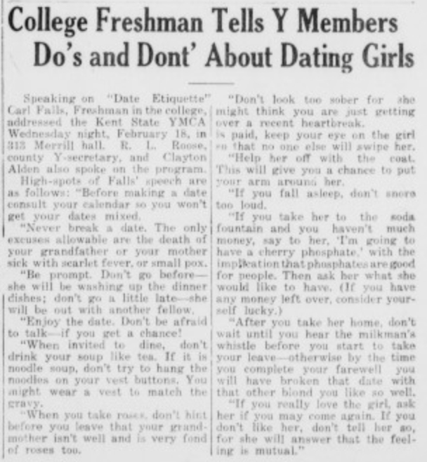 Screenshot of old KentStater article