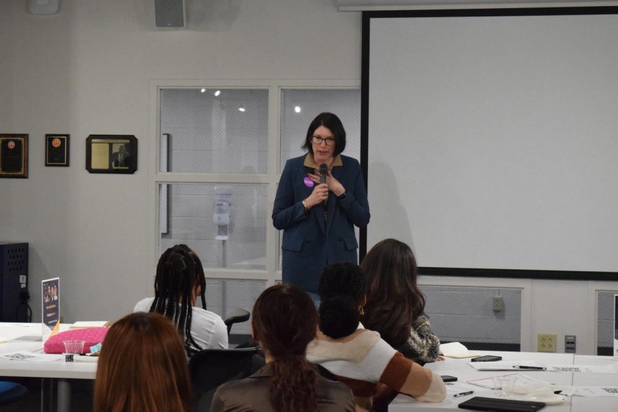 Kathleen Clyde, who served four terms in the Ohio House of Representatives, speaks on the importance of having women in office at the Elect Her event on Feb. 4, 2023.