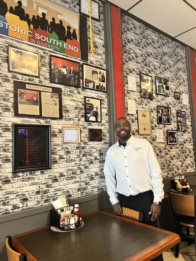 Neil Dukes in his restaurant, Pit Stop Pub.