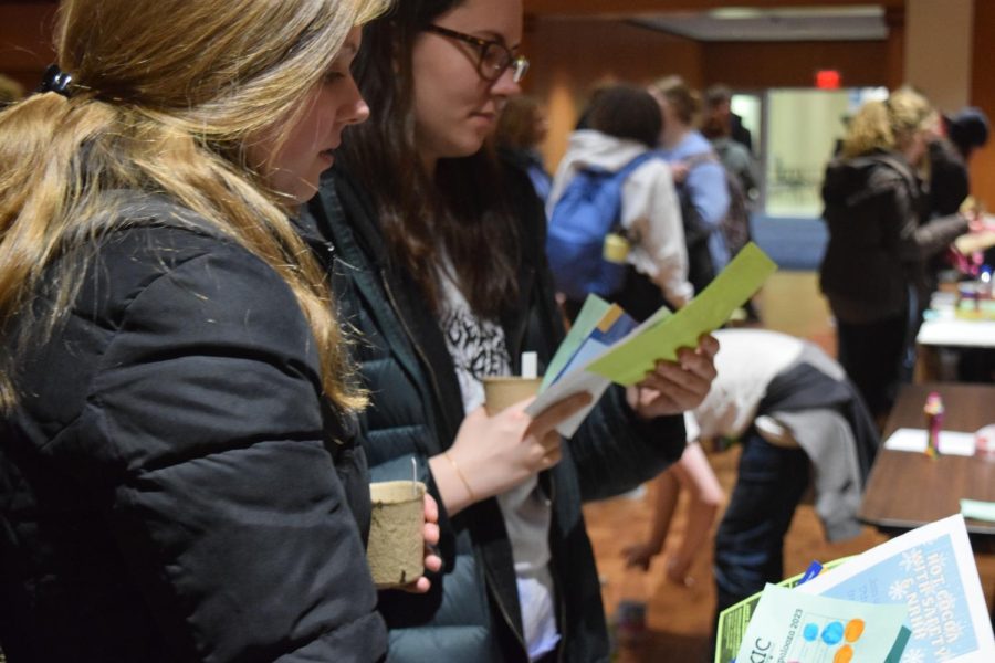 Students learn about recycling and sustainablility from hall councils and clubs at KIC's Recycle Palooza in the Ballroom on Feb. 8, 2023.