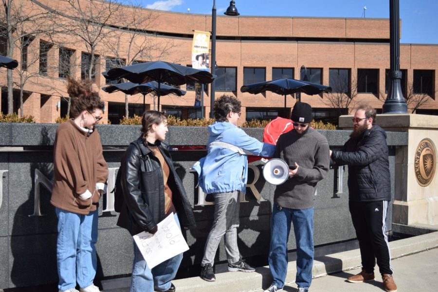 Students for a Democratic Society prepare for a protest on the K on Feb. 21, 2023.