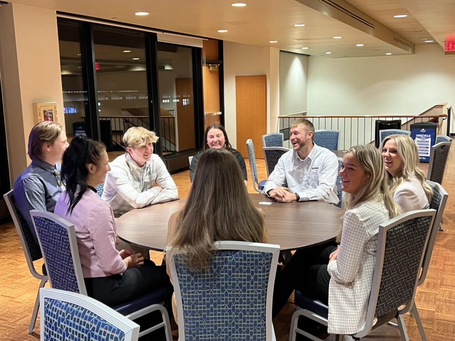 Participants at the Sales and Marketing Career Fair, co-sponsored by Career Services, Feb. 21, 2023.