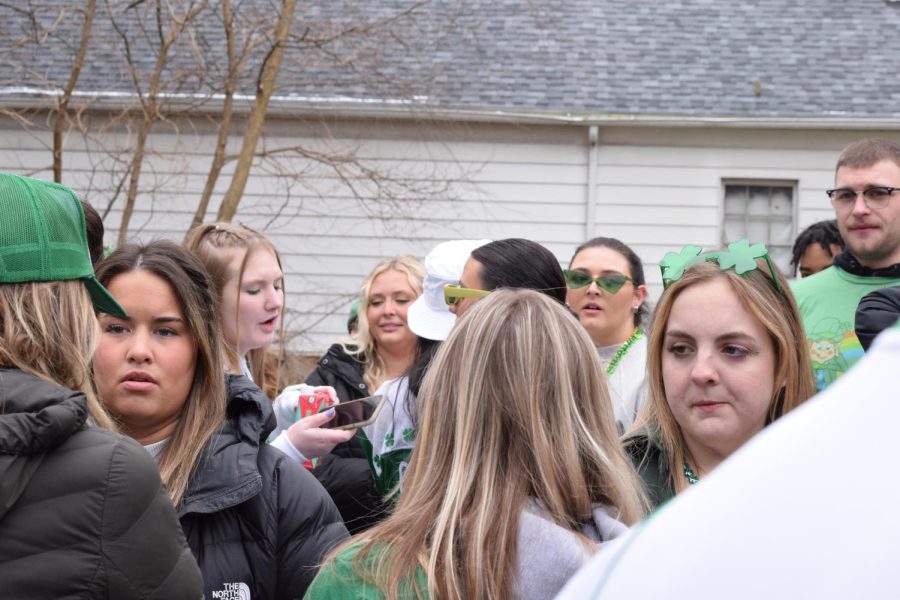 Kent State students party on March 11, 2023 for Fake Paddy's Day. Parties often include music, pong games and chatting with friends. 