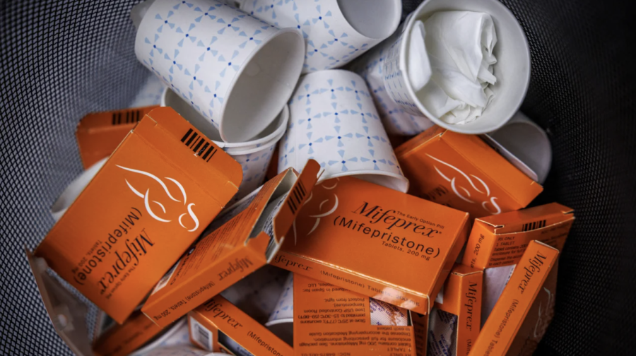  Used boxes of Mifepristone pills, the first drug used in a medical abortion, fill a trash at Alamo Women's Clinic in Albuquerque, New Mexico.
(Evelyn Hockstein/Reuters/File)