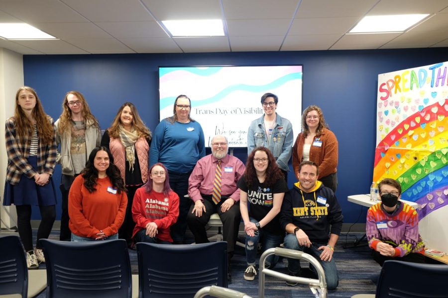 Jacob Nash and members of the LGBTQ+ Center gather together at the Transgender Day of Visibility event. 