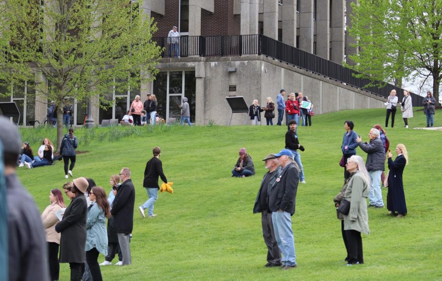 People attend the 52nd annual May 4th commemoration on May 4, 2023.