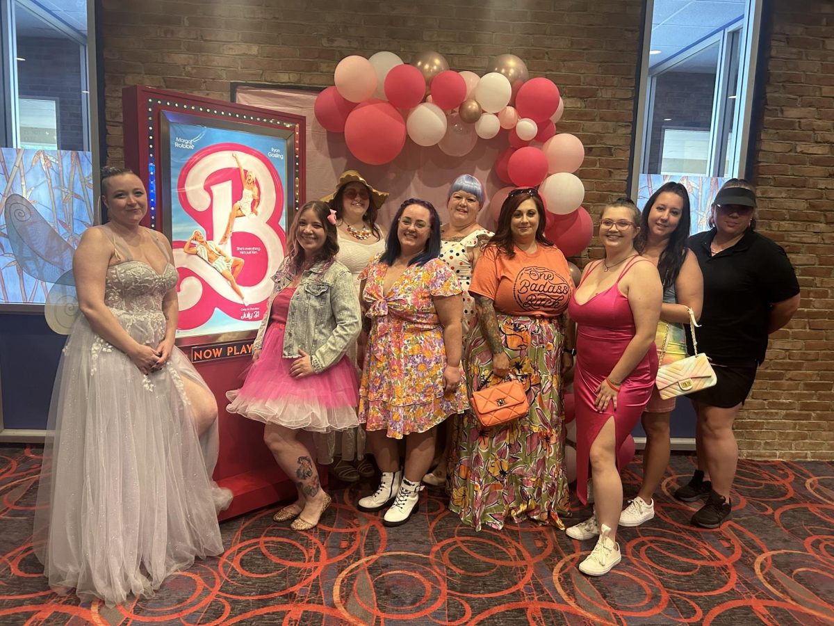 Moviegoers and employees dressed up in Barbie outfits at Kent Plaza Cinemas. (Courtesy of Kent Plaza Cinemas)