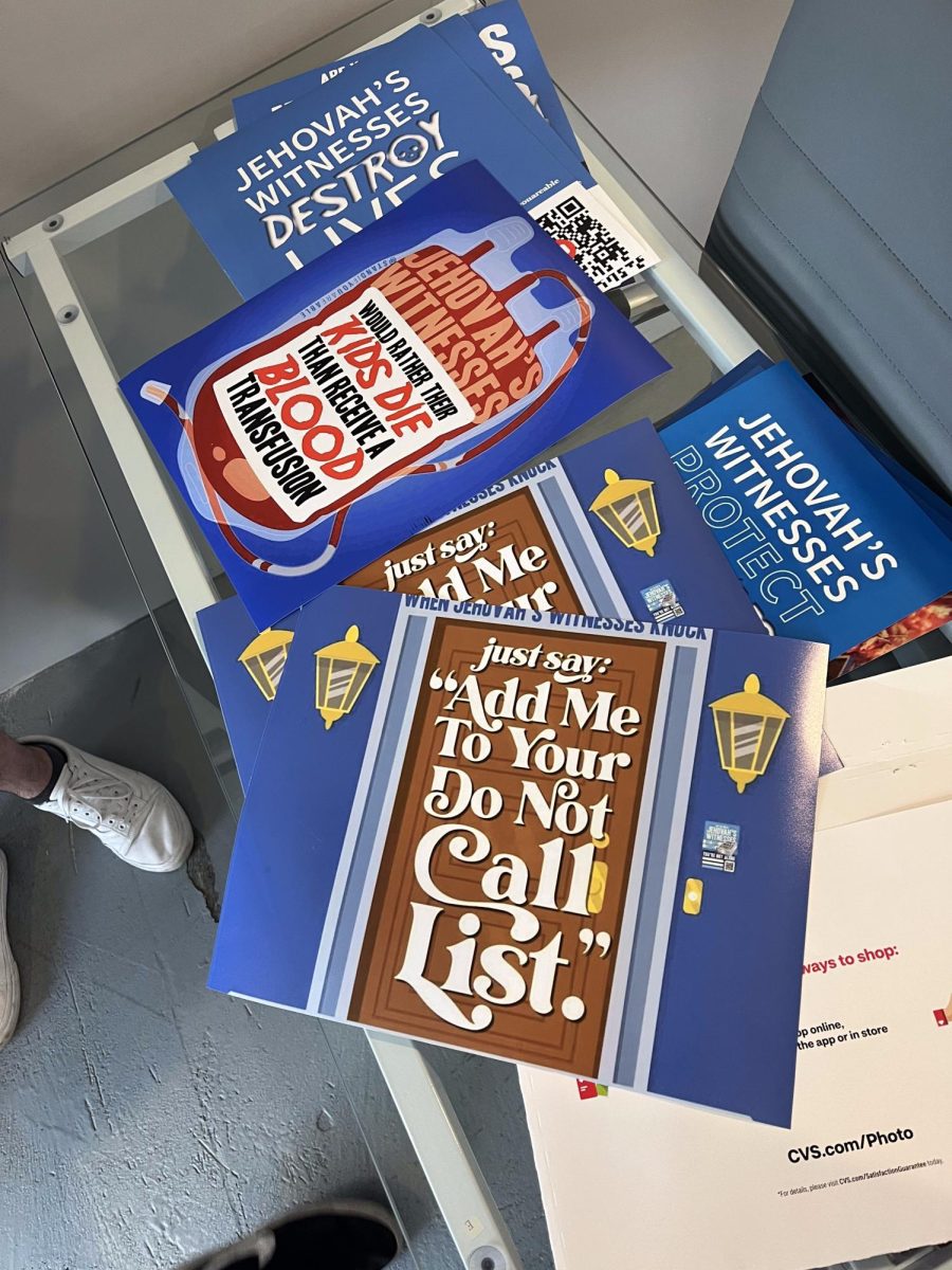 Posters used during the protest Saturday.