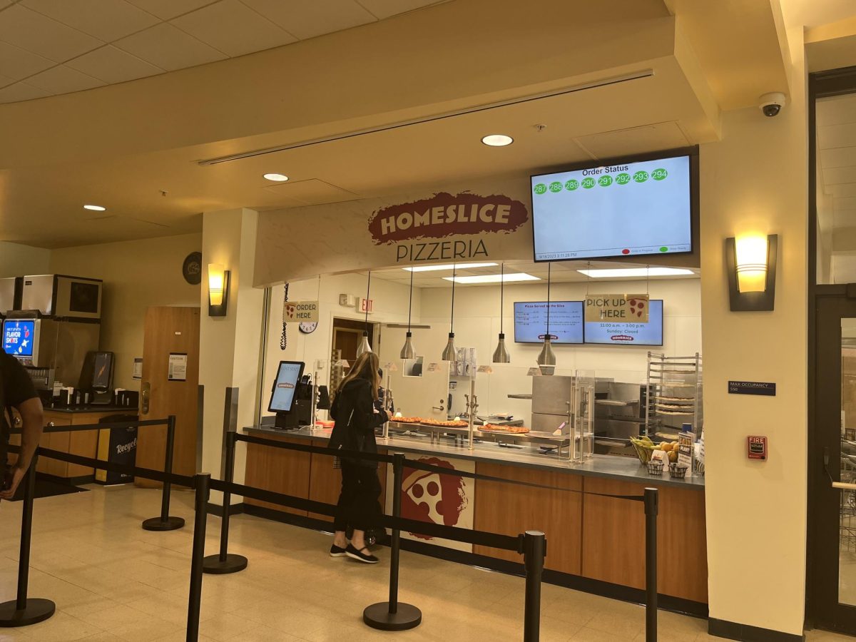 Student can now use a meal swipe to get pizza from Homeslice on the first floor of the Student Center. 