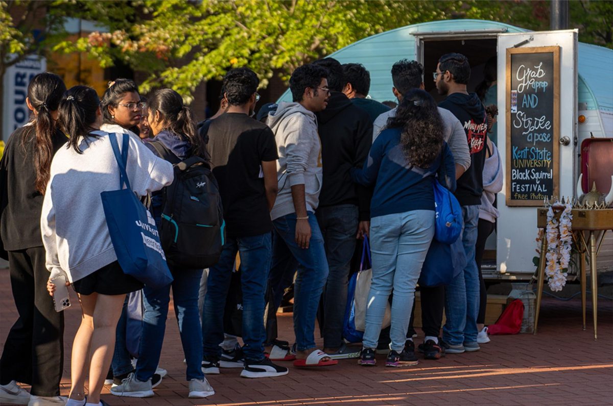 A line forms at the photobooth on September 29, 2023.