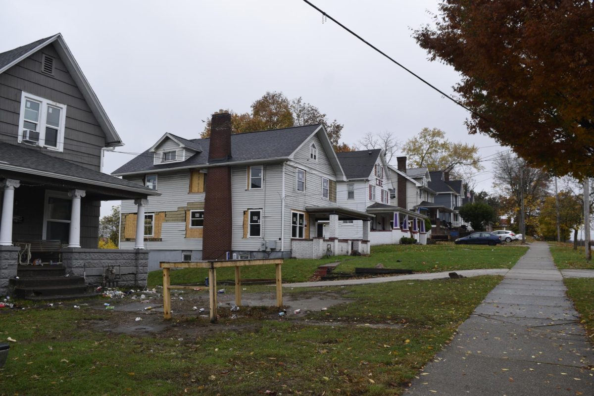 Empty fraternity houses Saturday morning Oct. 28, 2023, after Halloween parties Friday. 