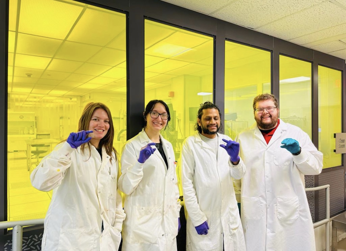 Marianne Prévôt and fellow researchers with their completed safety device. 