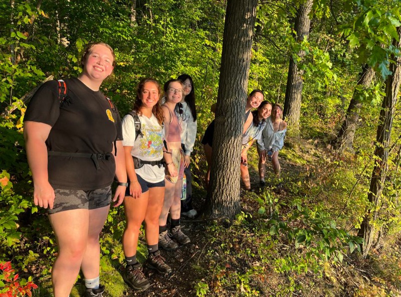 The Students for Environmental Change club takes a summer hike at Towner's Woods. 