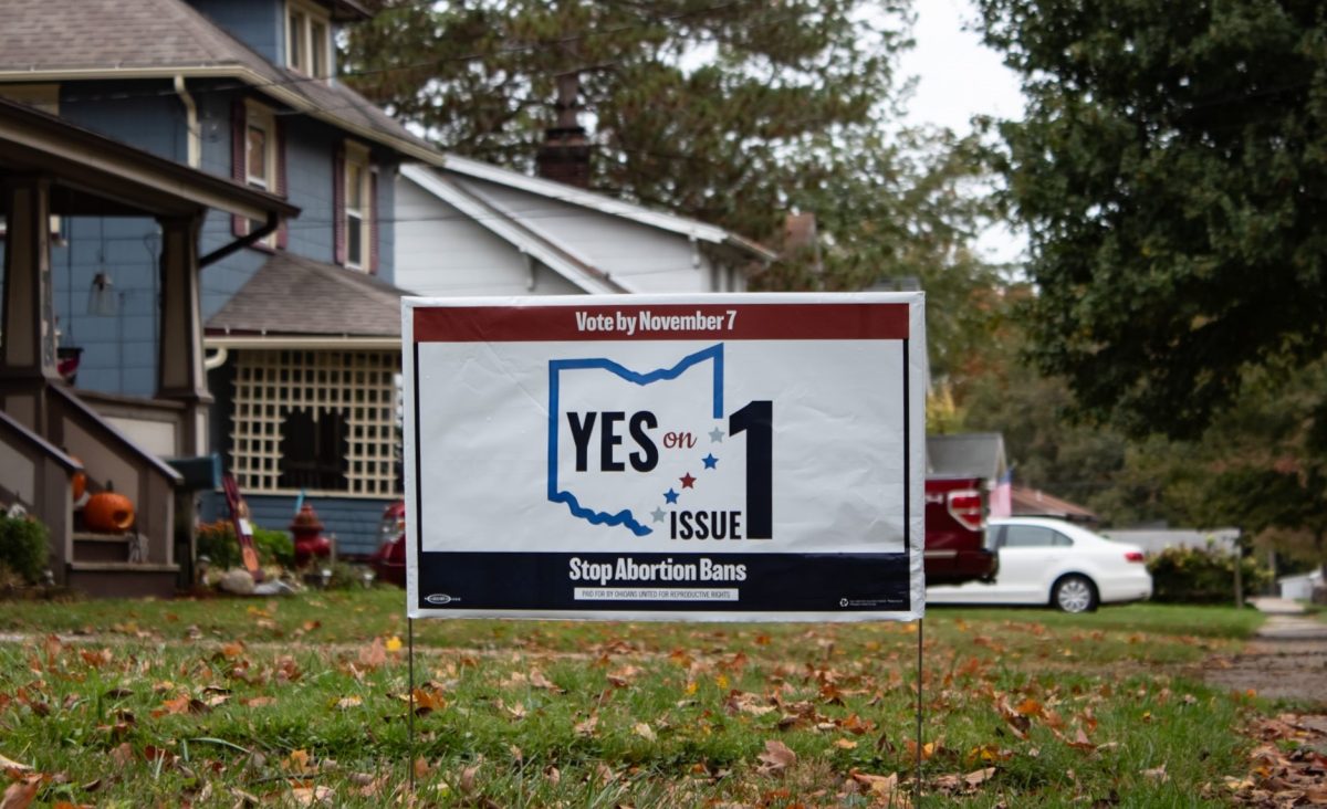 A yard sign in support of voting yes on Issue 1 in this November's Election. 