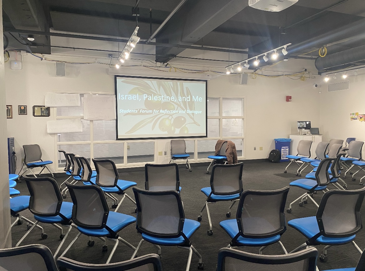 Israel, Palestine and Me: Student forum setup before discussion on Nov. 16, 2023. 