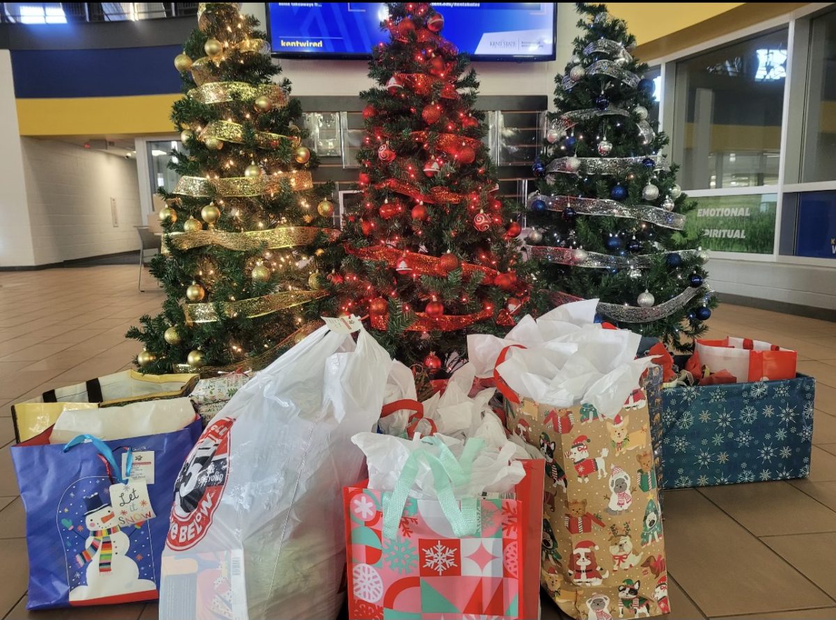 (Courtesy of Elizabeth Michel)
A display portraying previous year's Giving Trees in the Student Recreational and Wellness Center.