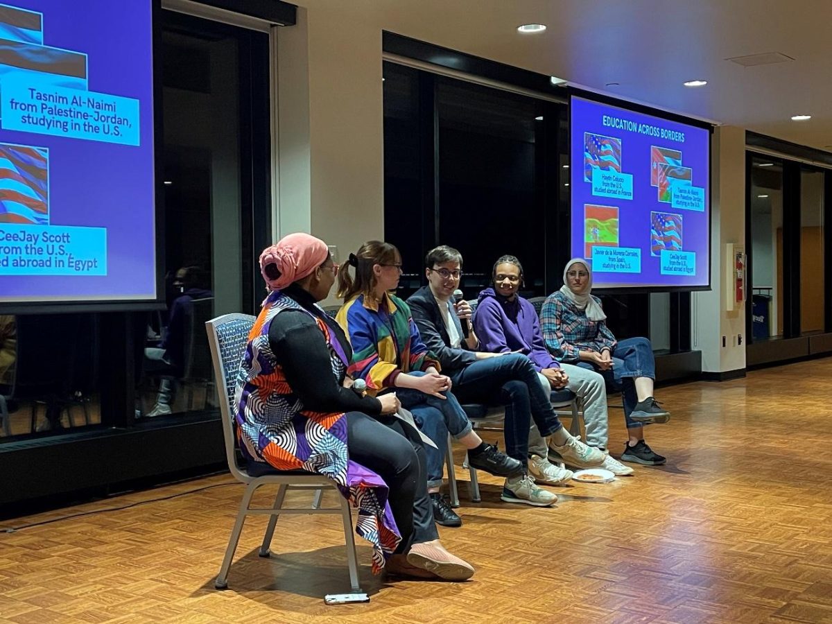 Students discuss their reasons for studying abroad at the first "Education Across Borders" meeting hosted by ISC and SGC.