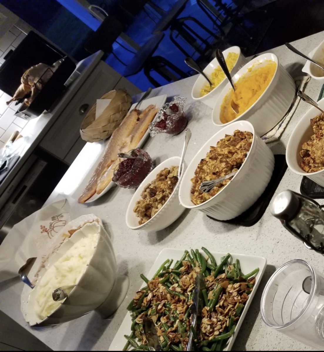 A Thanksgiving meal is shared at an American friend’s house.