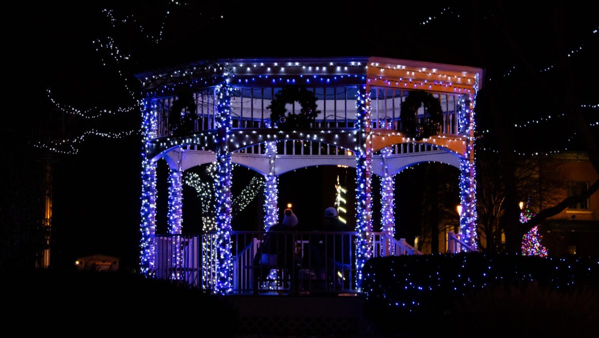 Downtown Kent celebrates the holiday season with festive light displays.