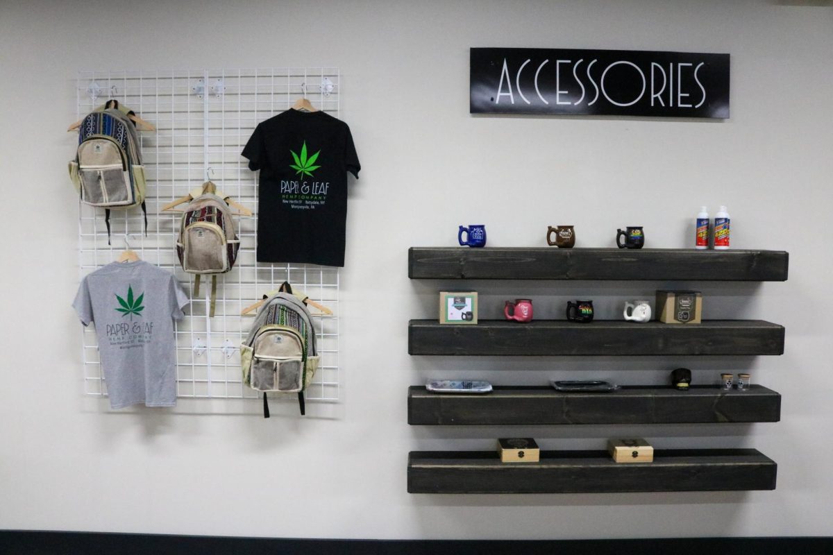 Accessories are on display at Kent's new hemp shop, Paper & Leaf, on Jan. 27, 2024.