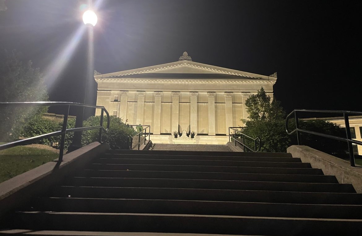 Rockwell Hall at night