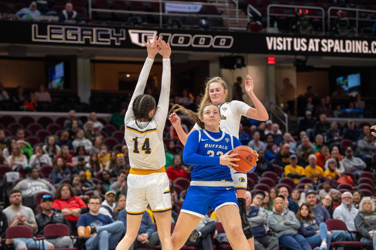 Katie Shumate and Bridget Dunn, on offense against Buffalo, were crucial to winning the MAC Women's Championship on March 16, 2024.