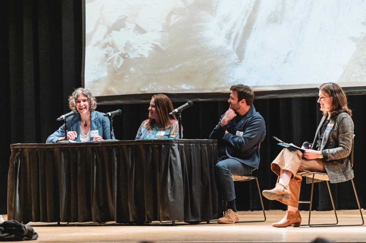 Speakers at the ESDRI Water Sustainability Forum answer questions from the audience. (Courtesy of Andrea Hallgren.)