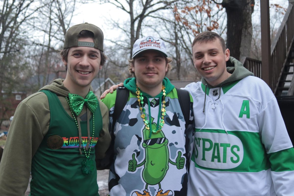 From left to right: Nick Beck, Eric Toth, Niko Krause recount their festivities this Fake Paddy's Day 2024 as they talk about how their table broke. 