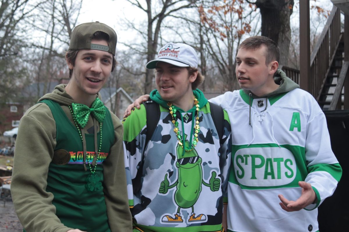 From left to right: Nick Beck, Eric Toth, Niko Krause recount their festivities this Fake Paddy's Day 2024 as they talk about how their table broke. 