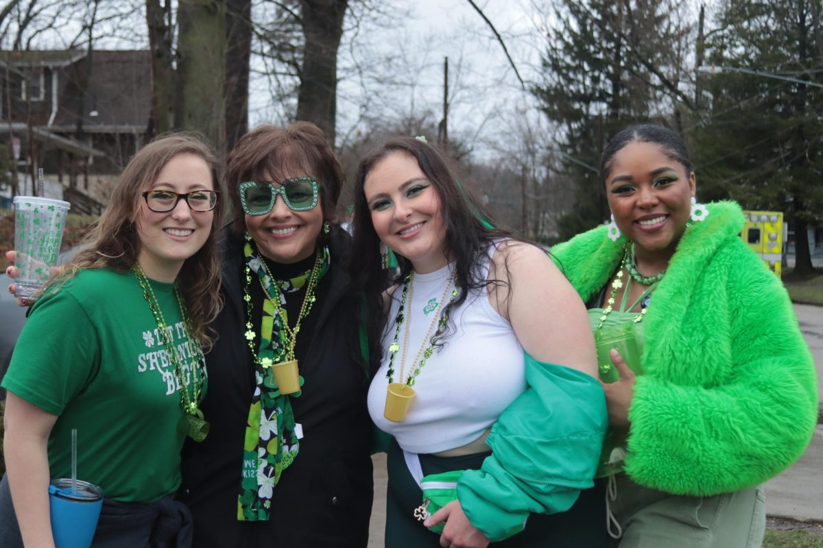 Mother Maria Stewart(61) with her daughter Emily Stewart (middle) celebrate Fake Paddy's Day 2024 for the 3rd year as a duo. Left: their friend Megan Kopp Right: their friend, Aliyahlee 