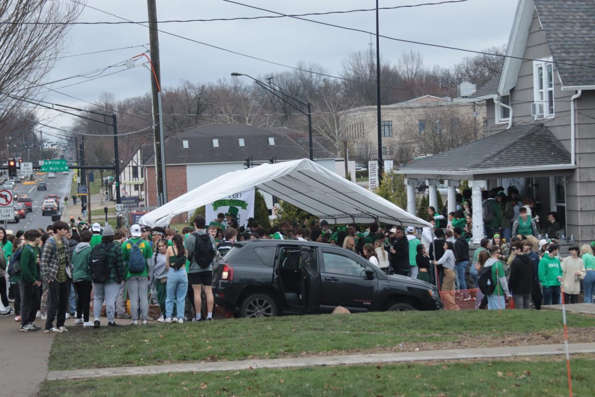 The crowd of the Frat House's looking lively on March 9, 2024 for the annual Fake Paddy's Day celebration.