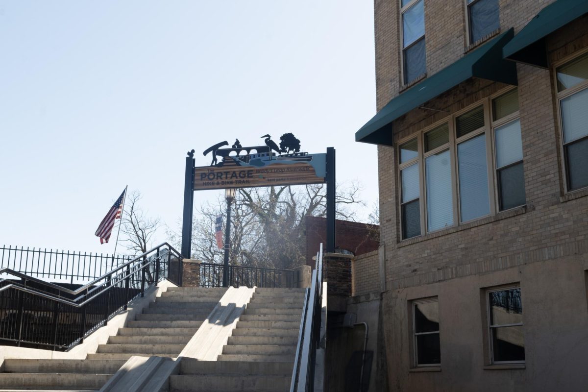 The Brady's Leap Riverwalk of the Portage Hike and Bike Trail begins or ends with these stairs, complete with a bike lane to walk bikes up the stairs. Photo taken on March 28, 2024.