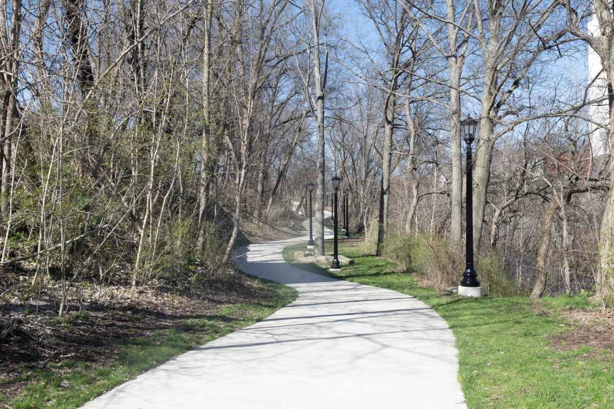 Just north of the Main Street Stone Bridge, the view showcases the potential of beauty up the not-yet-sprung Brady's Leap Riverwalk Park, recently renovated to be part of the Portage Hike & Bike Trail. Photo taken on March 28, 2024.